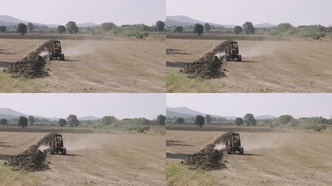 意大利农业：拖拉机在干地上耕作
