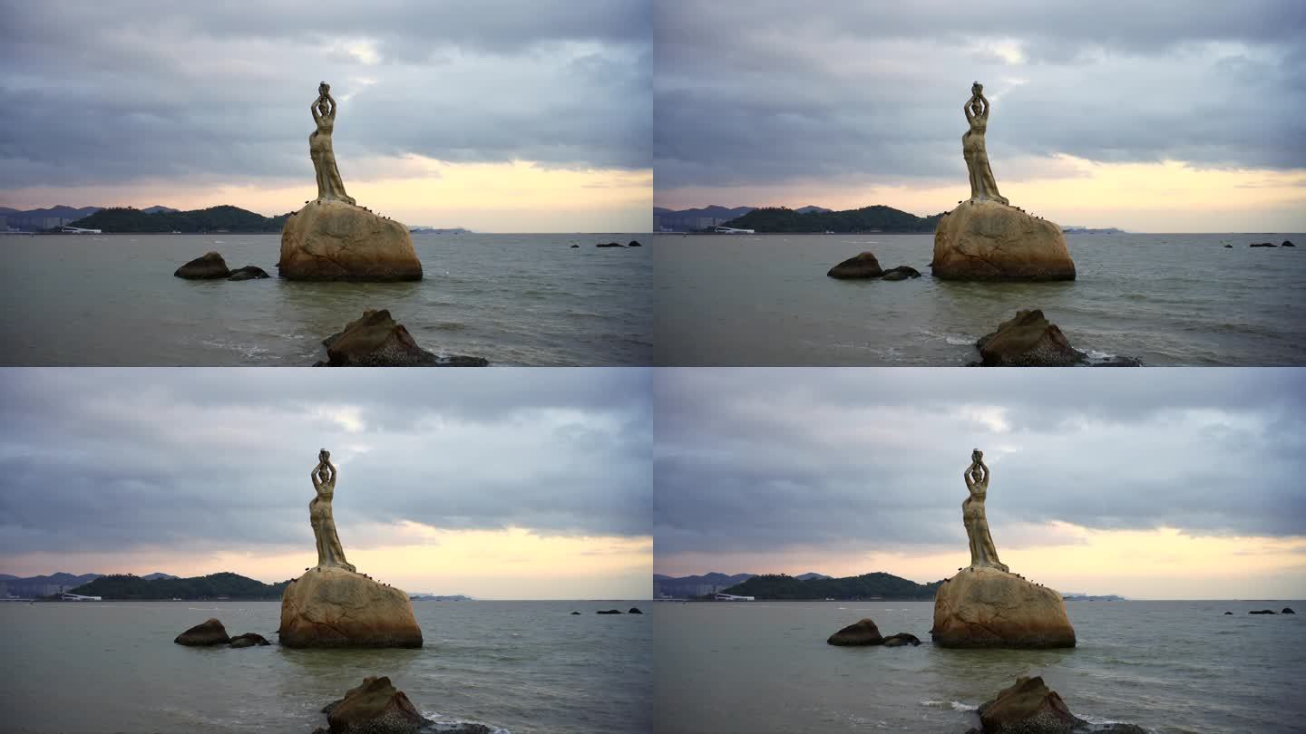 珠海渔女雕像珠海地标景点珠海旅游胜地