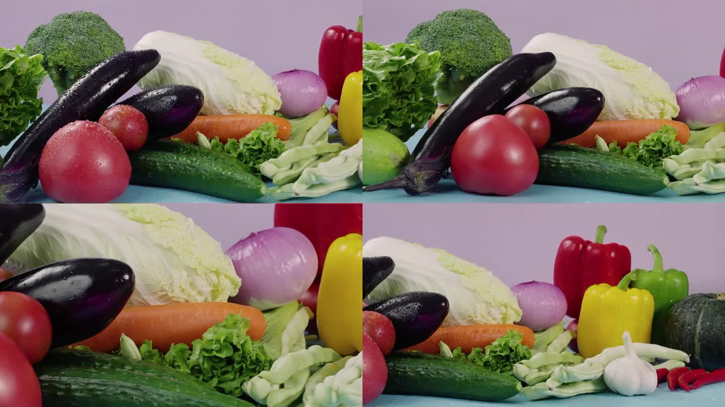 4K原创新鲜蔬菜合集新鲜蔬菜集合素材