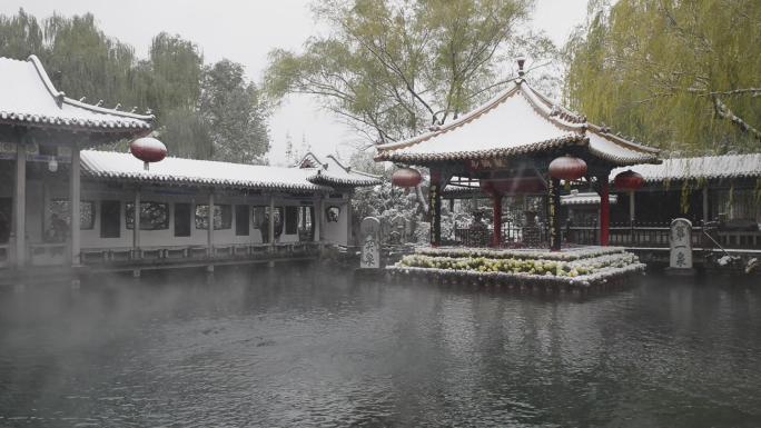 济南趵突泉大明湖黑虎泉冬天下雪景