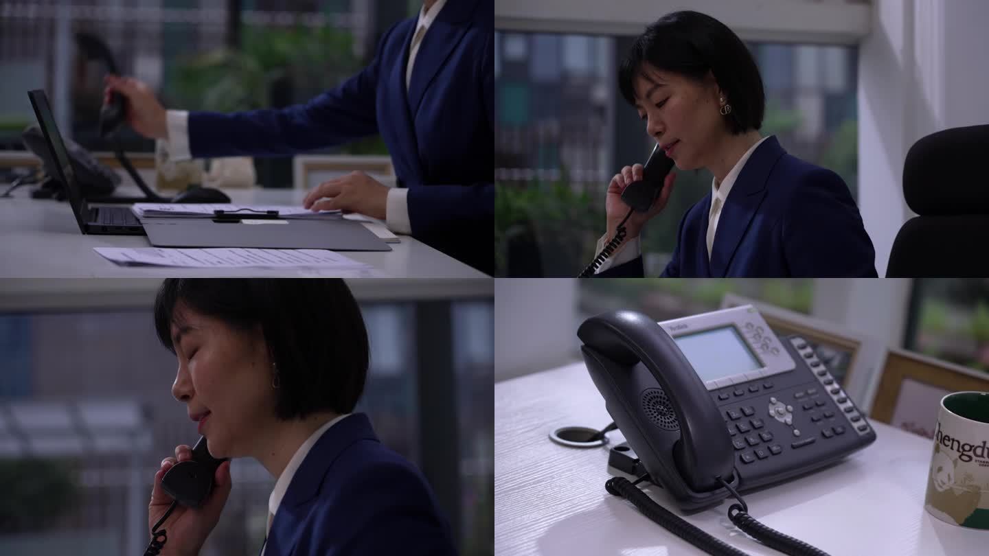 商务女白领 办公室 接打电话 忙碌工作
