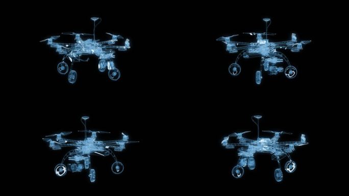 透视全息航拍无人机透明通道素材