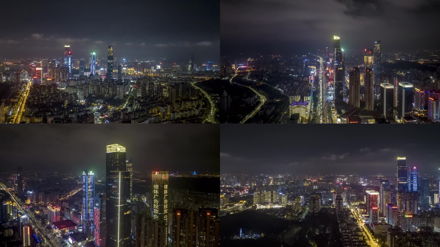 4K延时航拍南宁东盟商务区灿烂夜景