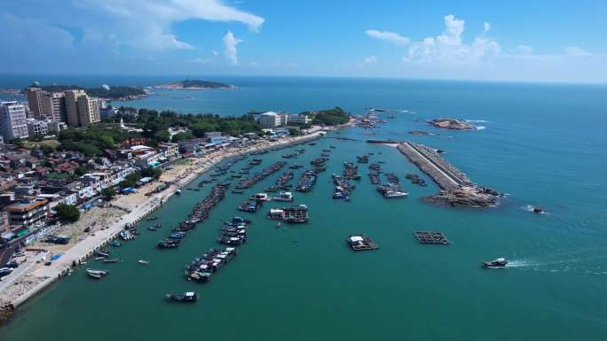 广东汕尾红海湾遮浪旅游区渔船航拍