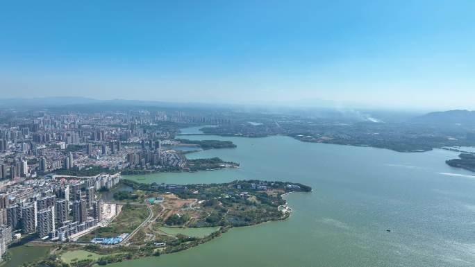 4K航拍岳阳市洞庭湖南湖风景9