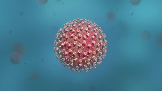 医学微观新冠肺炎病毒病菌细胞形态展示动画