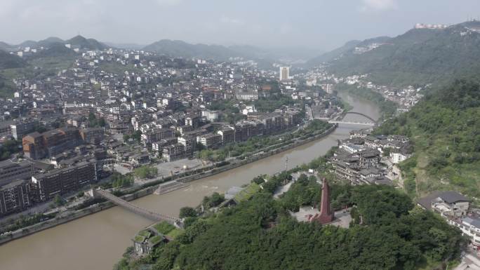 贵州遵义茅台仁怀赤水河航拍全景