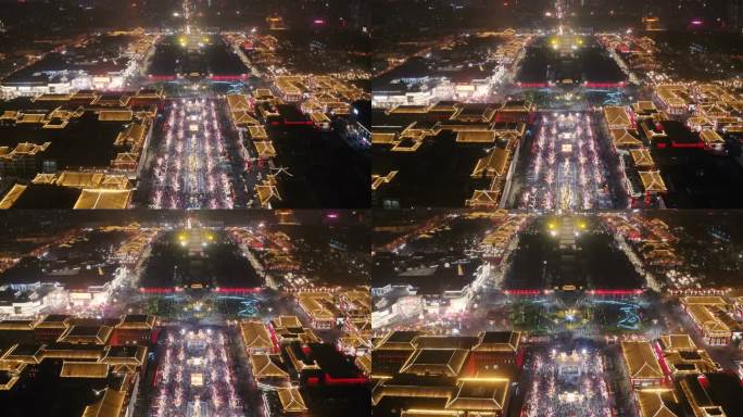 中国西安大唐光大城夜景。