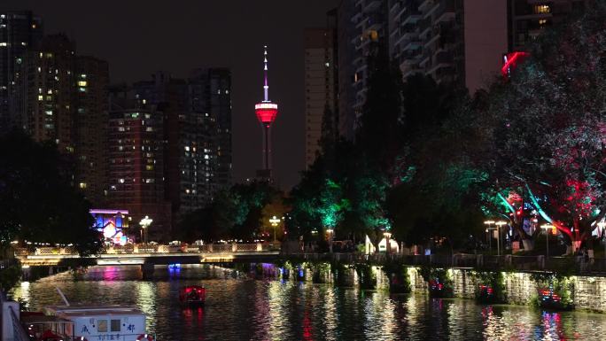 成都东门码头夜游锦江夜景