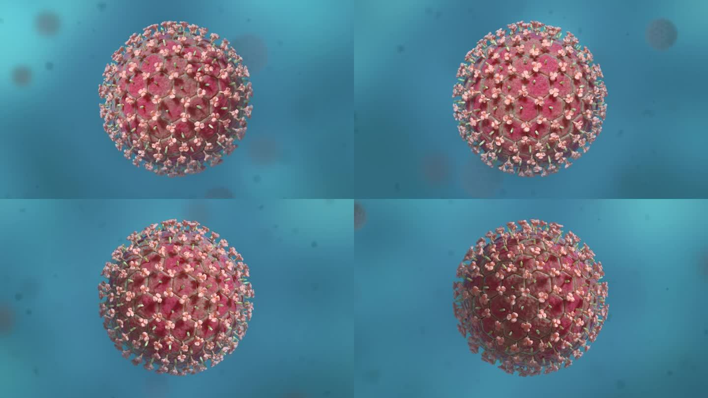 病毒细胞流感病毒医学三维动画复杂病毒体形