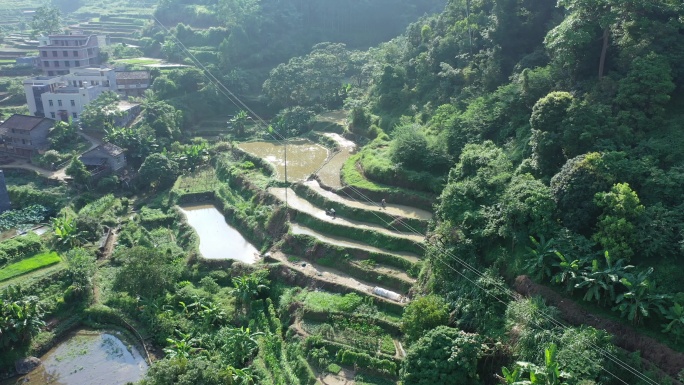 大山深处 乡村 梯田 航拍 村庄 农村