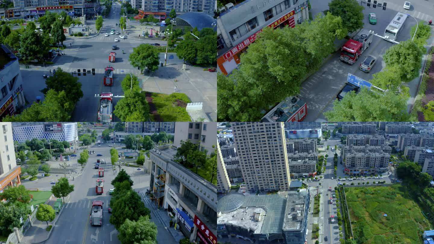 消防车行驶在城市