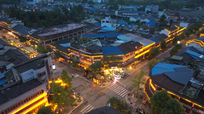 成都大邑县安仁街道夜景