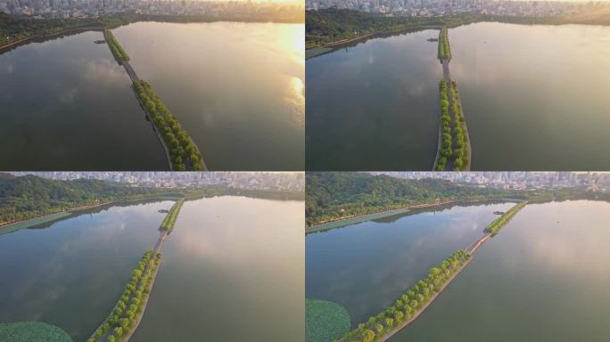 航拍杭州西湖断桥
