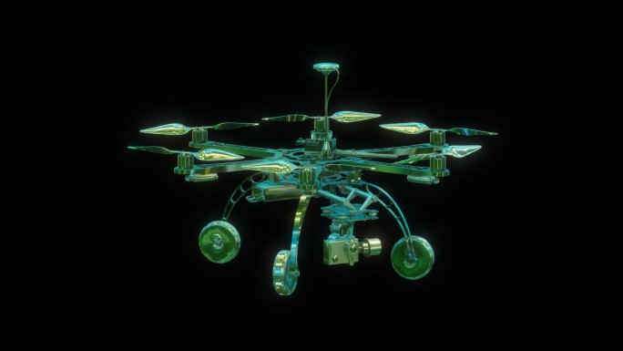 赛博朋克元宇宙航拍无人机透明通道素材