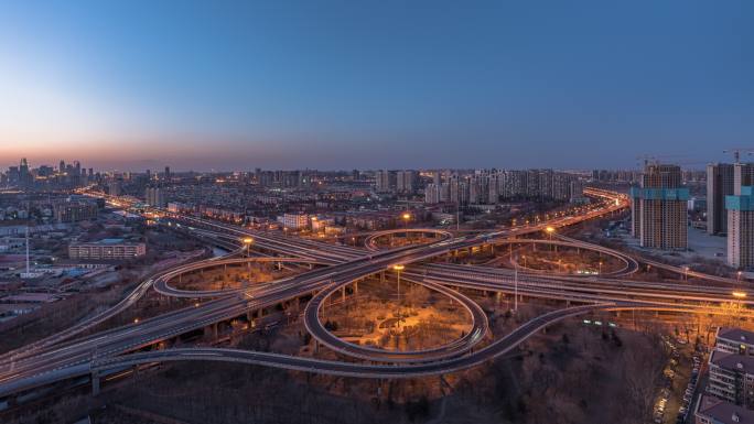 天津城市交通夜景延时