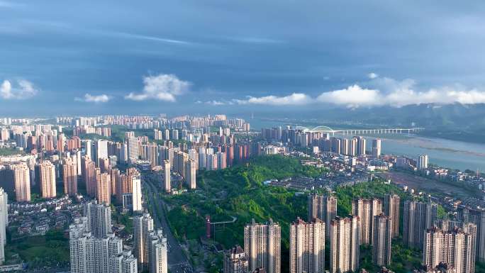 航拍宜昌城市大景