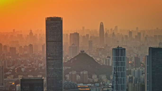 4k济南经十路夕阳素材