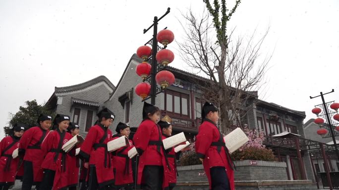 冬日儿童学国学文化古风书童