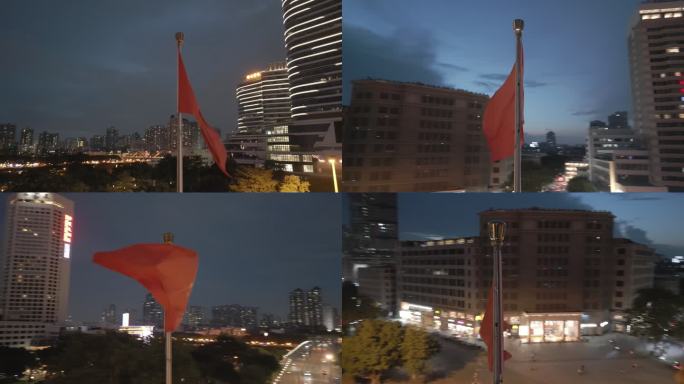 航拍国庆海珠广场国旗飘扬