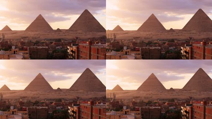 埃及吉萨大金字塔光影唯美