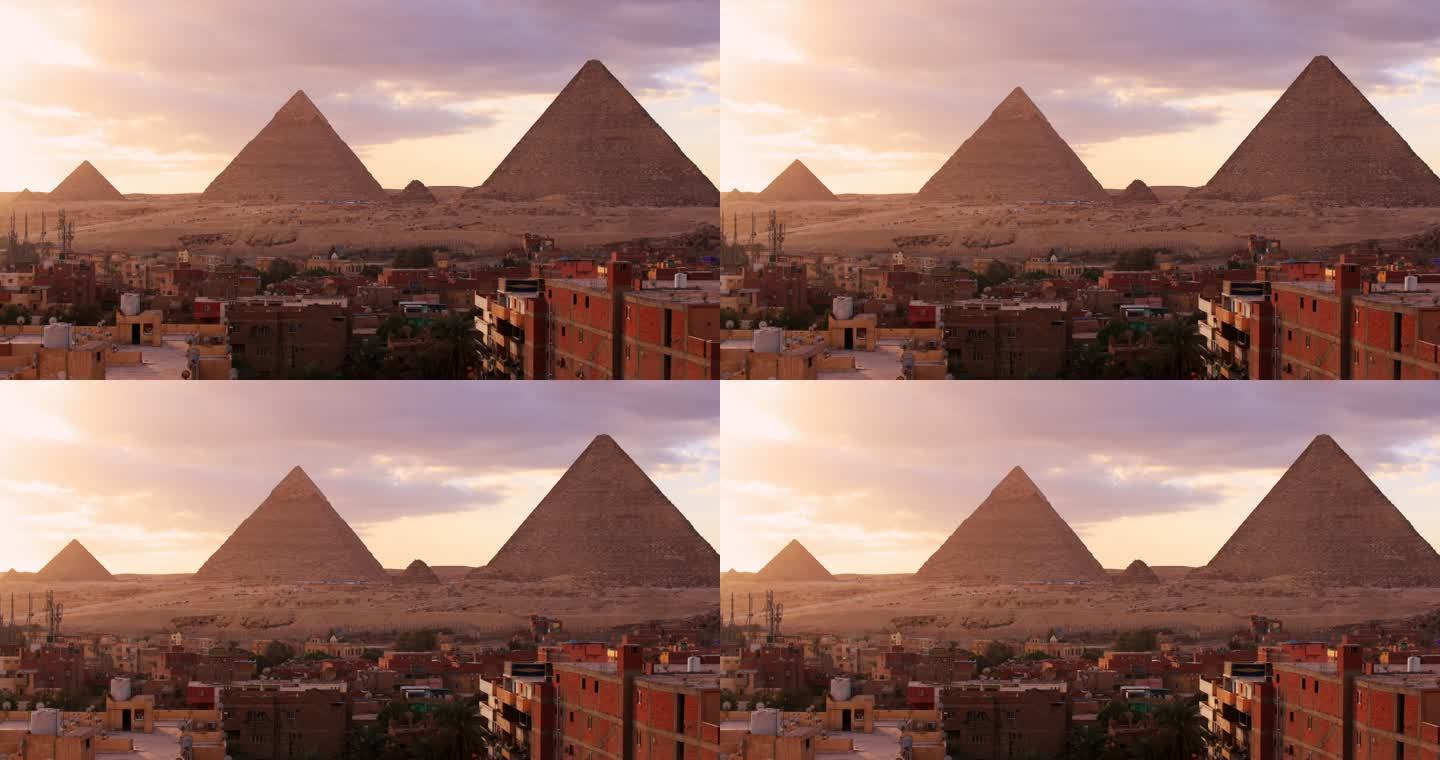 埃及吉萨大金字塔光影唯美