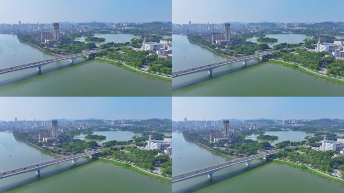 4K正版-航拍惠州东江惠州大桥城市景观