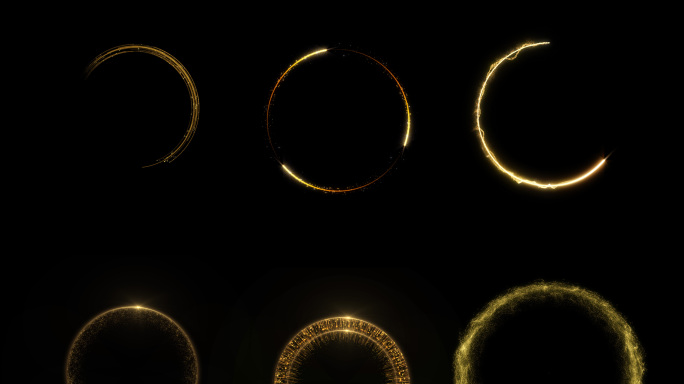金色粒子光圈圆环+透明