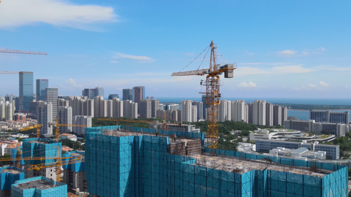 大气城市发展建设航拍建筑工地视频素材