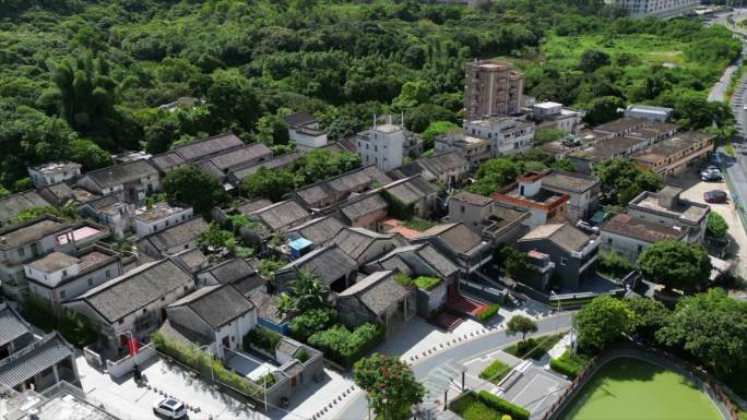 大鹏水贝村 深圳城市大景航拍 车流 道路