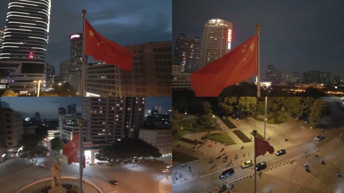 航拍海珠广场国旗飘扬
