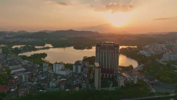 惠州西湖日落航拍