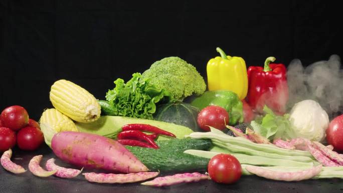 4K原创新鲜蔬菜合集素材蔬菜集合