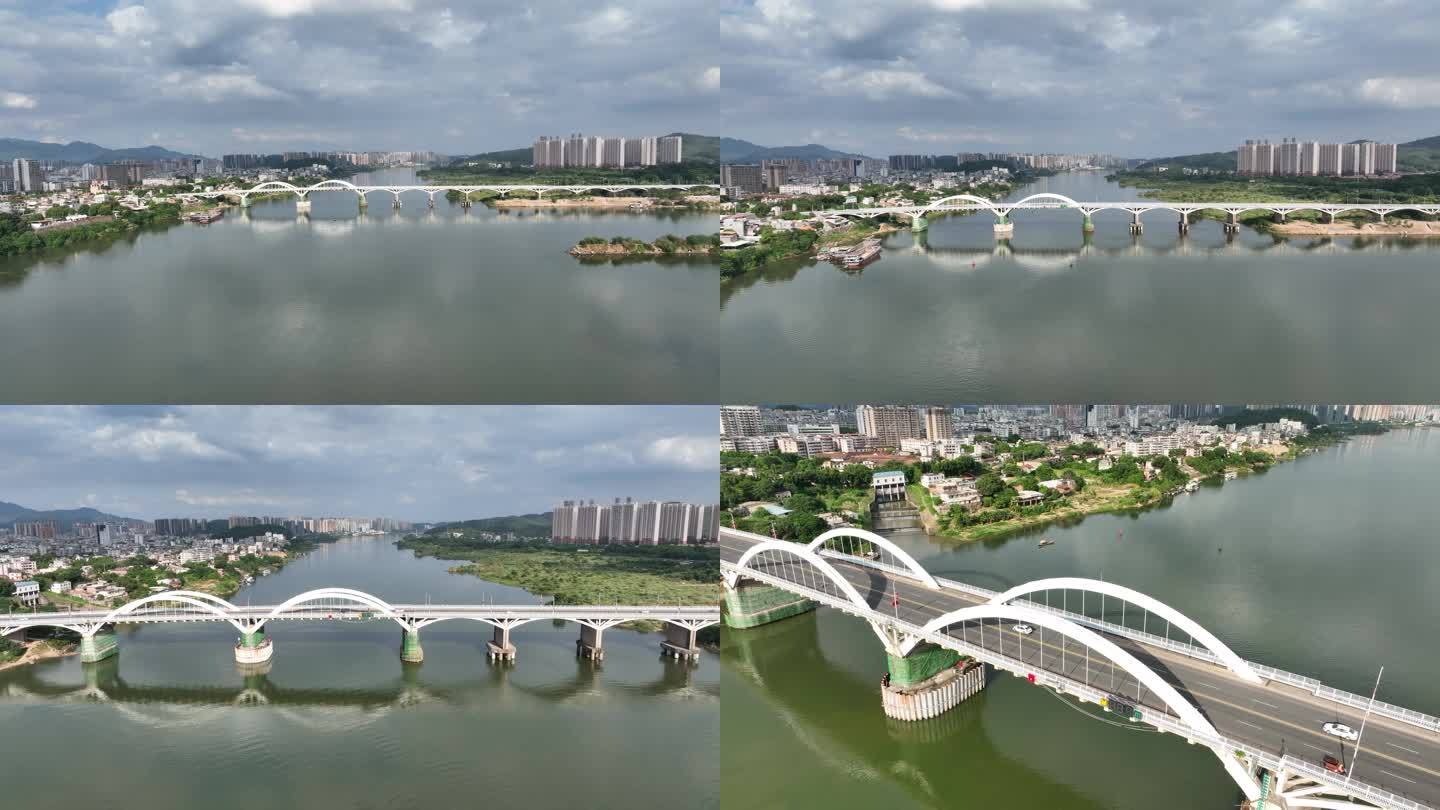 惠州东江博罗大桥车流航拍