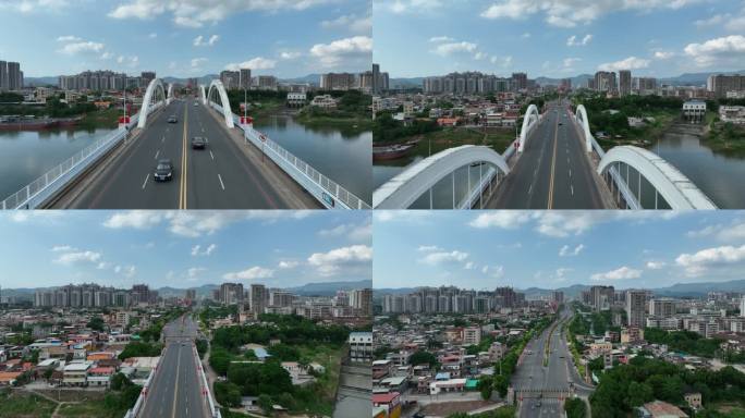惠州博罗大桥车流航拍