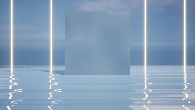 【4K时尚空间】艺术空间虚幻水面方体光柱