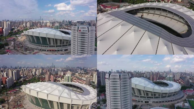 上海八万人体育场游泳馆改造 4k航拍
