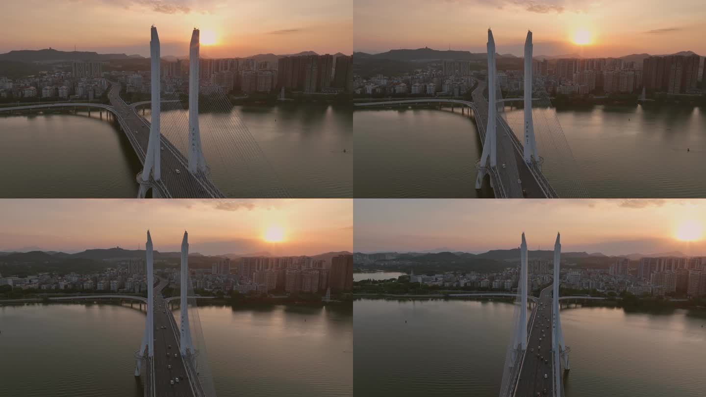 惠州东江合生大桥日落航拍