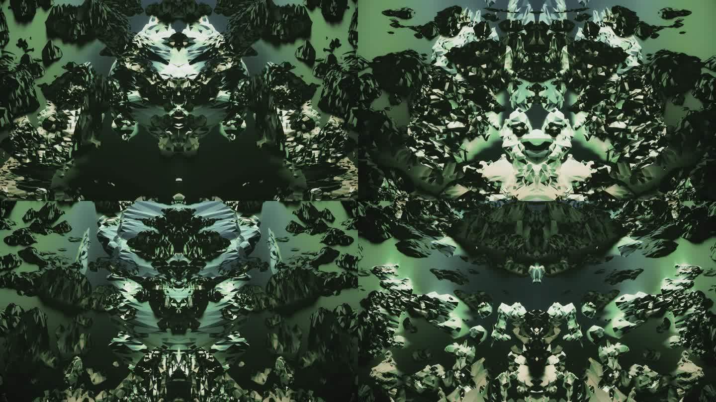 【4K时尚背景】绿野丛林幻影艺术碎片几何