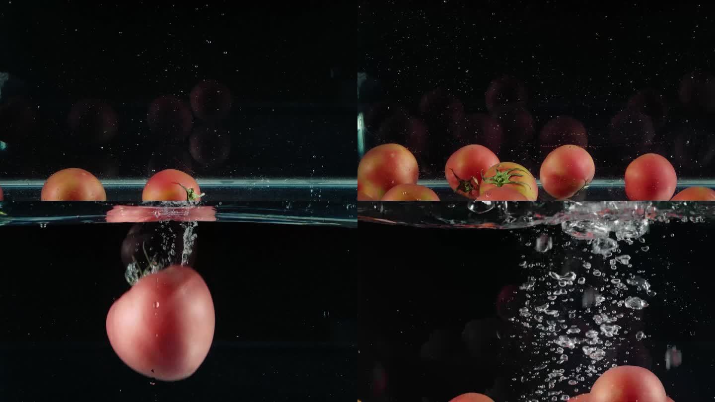 4K原创西红柿入水镜头
