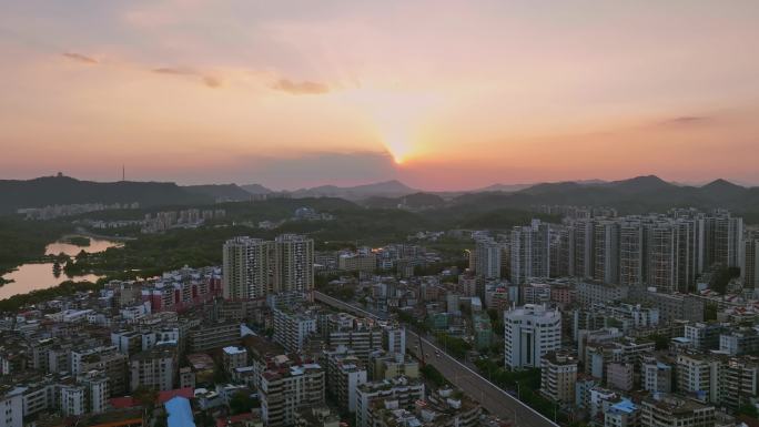 惠州西湖下角日落航拍