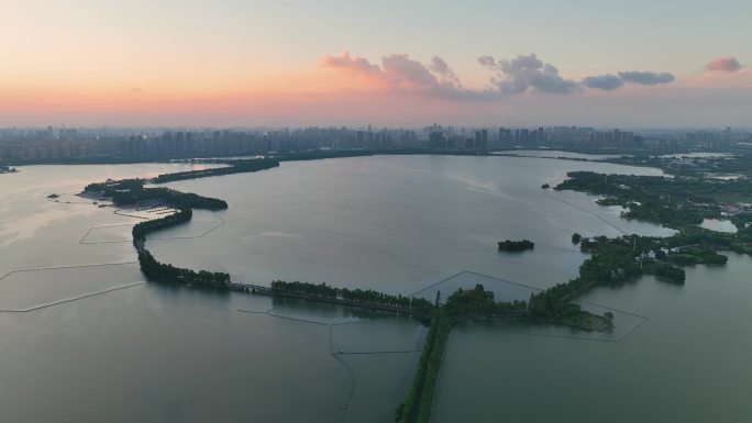 中国武汉东湖公园鸟瞰图