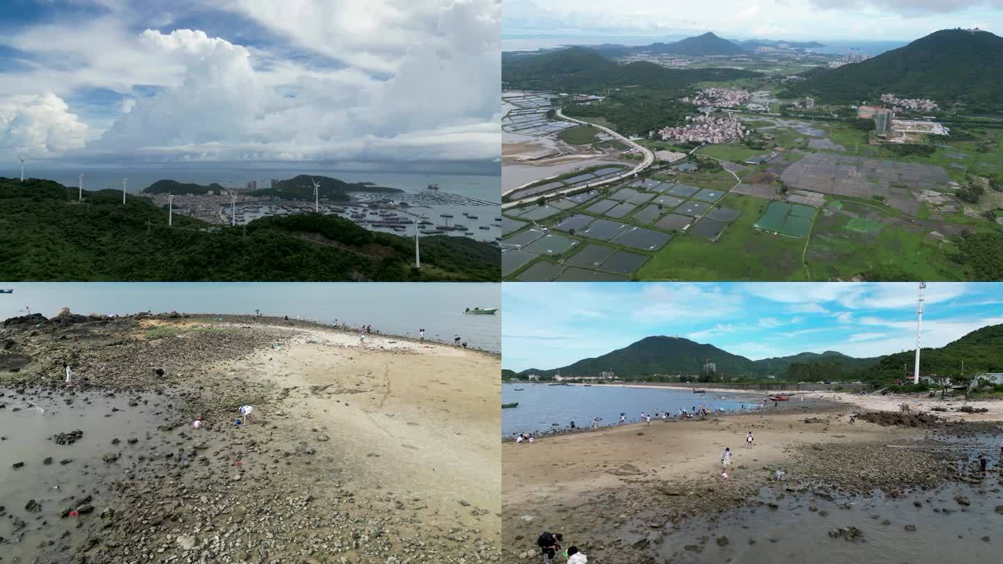 阳江海陵岛赶海4K航拍风车