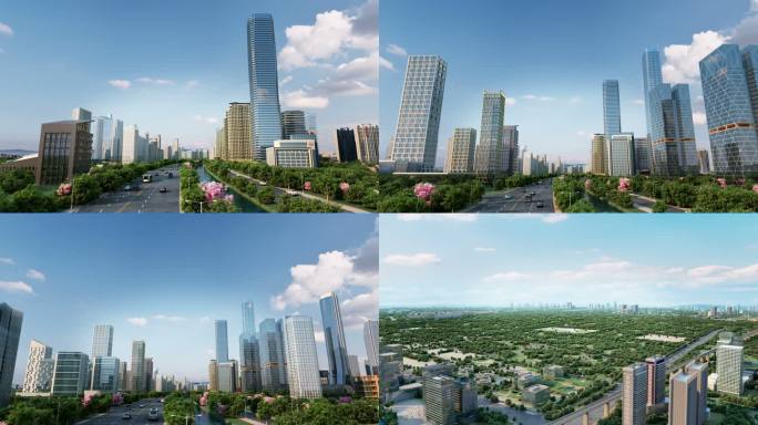 城市发展生长城市变迁楼生长高楼大建筑动画