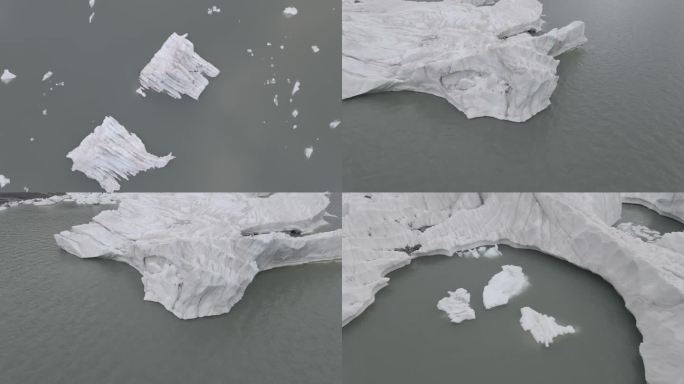 冰湖浮冰航拍4K