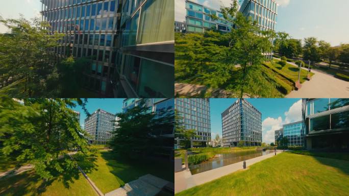 FPV无人机高空俯瞰现代居住城市景观