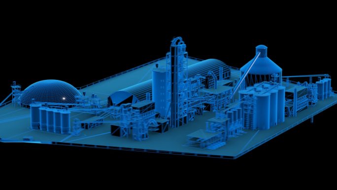 蓝色科技线条科技工厂透明通道素材