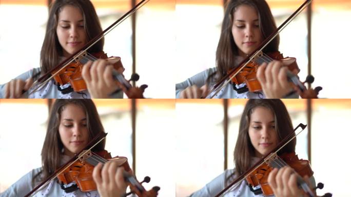 学习拉小提琴文艺唯美认真