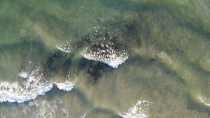 海滩上漂浮的溢油俯瞰图