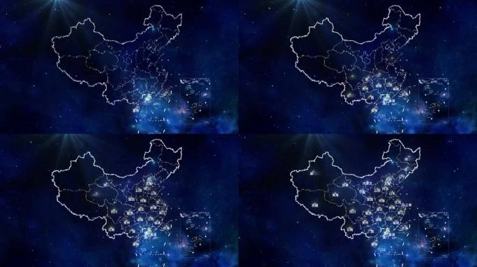 中国地图辐射 AE模板01